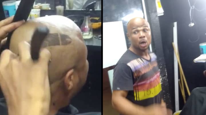 理发师要求“不同的东西”之后，他将阴茎切成客户的头发