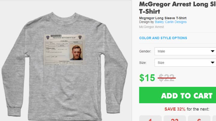 您可以购买一堆商品Conor McGregor的Mugshot