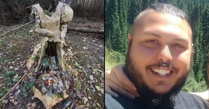 男人发现了恐怖的“ jialted新娘”雕像在树林中