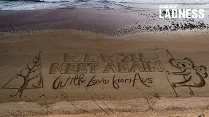 巨型圣诞贺卡消息出现在澳大利亚海滩上