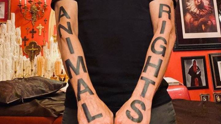 歌手Moby制作巨大的“动物权利”纹身甚至更大胆
