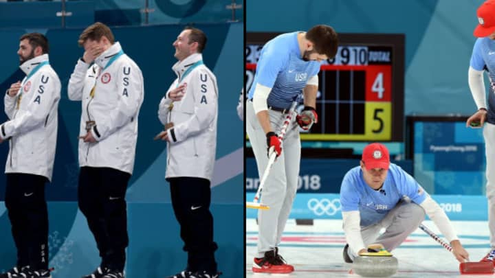 男子冰壶队注意到赢得有史以来首次奥运会金牌后，令人尴尬的错误