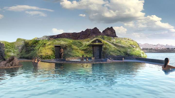 新的泻湖在冰岛开放与游泳池“width=