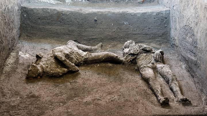 在庞贝发现的维苏威岛杀死的有钱人和奴隶的遗体