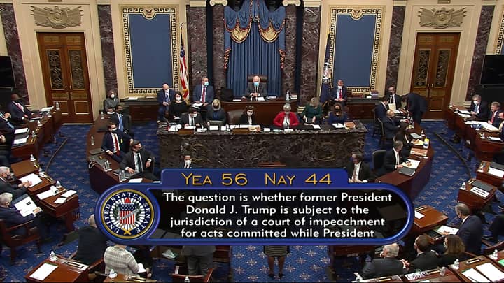 美国参议院宣布唐纳德特朗普的第二次弹劾是宪法的“width=