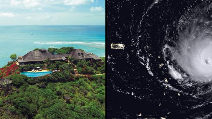 Richard Branson的脖子岛爵士在IRMA飓风摧毁