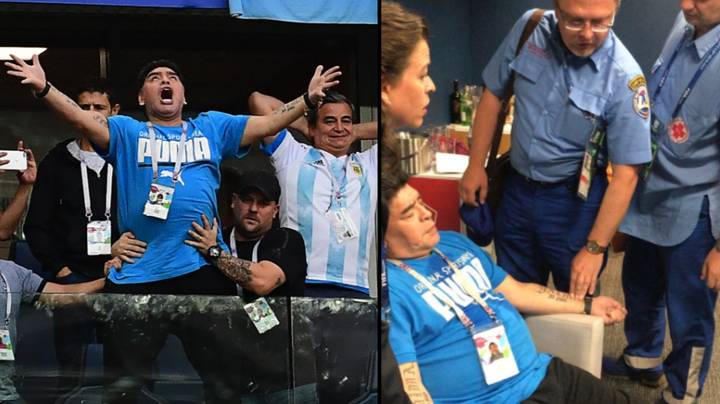 在世界杯的阿根廷比赛之后，迭戈马拉多纳“住院”