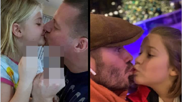 爸爸分享了有争议的照片接吻女儿后变病毒