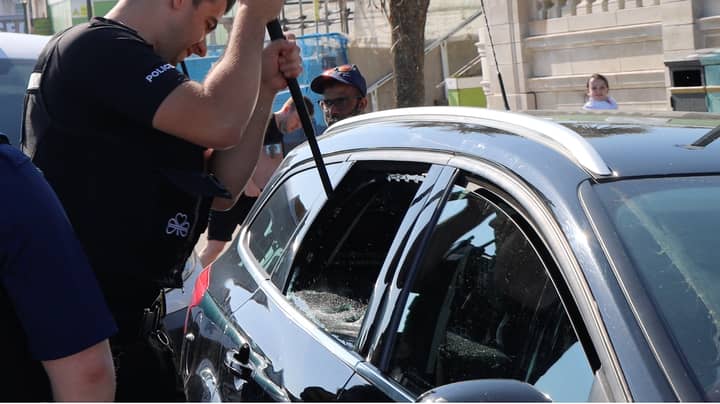 警察从闷热的车里救出两只狗后，狗主人抱怨窗户被打破