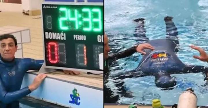 潜水员将世界记录屏住呼吸24分33秒